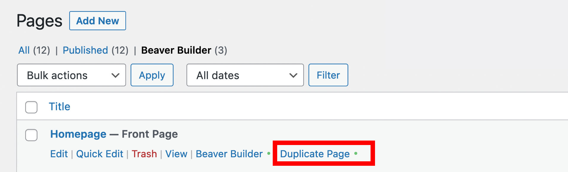 Duplicate a page or post layout