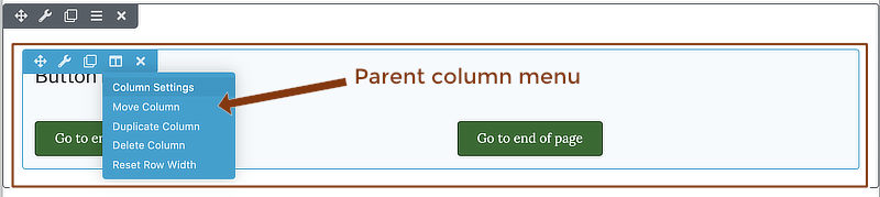 Parent column menu