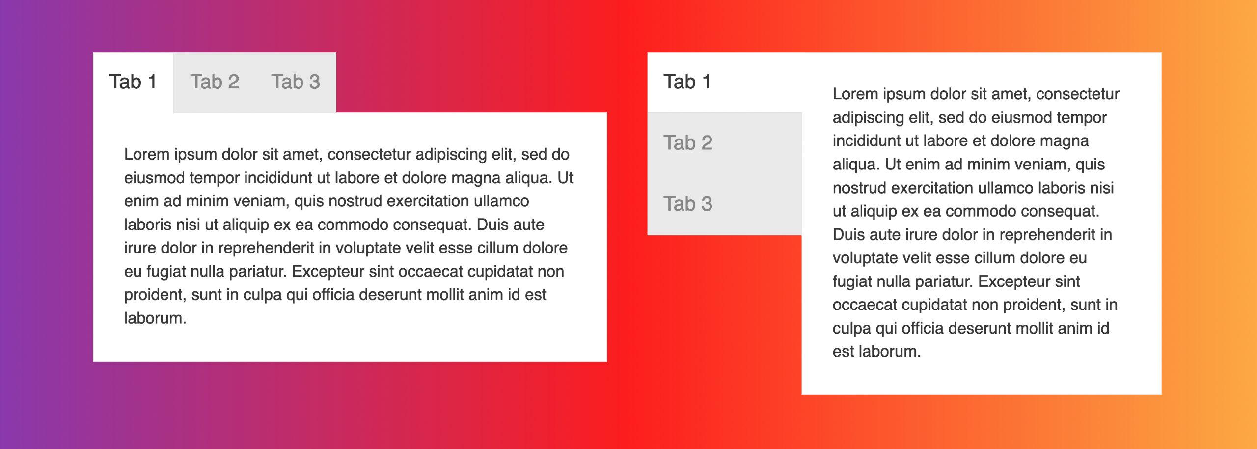 Horizontal or vertical tab layouts