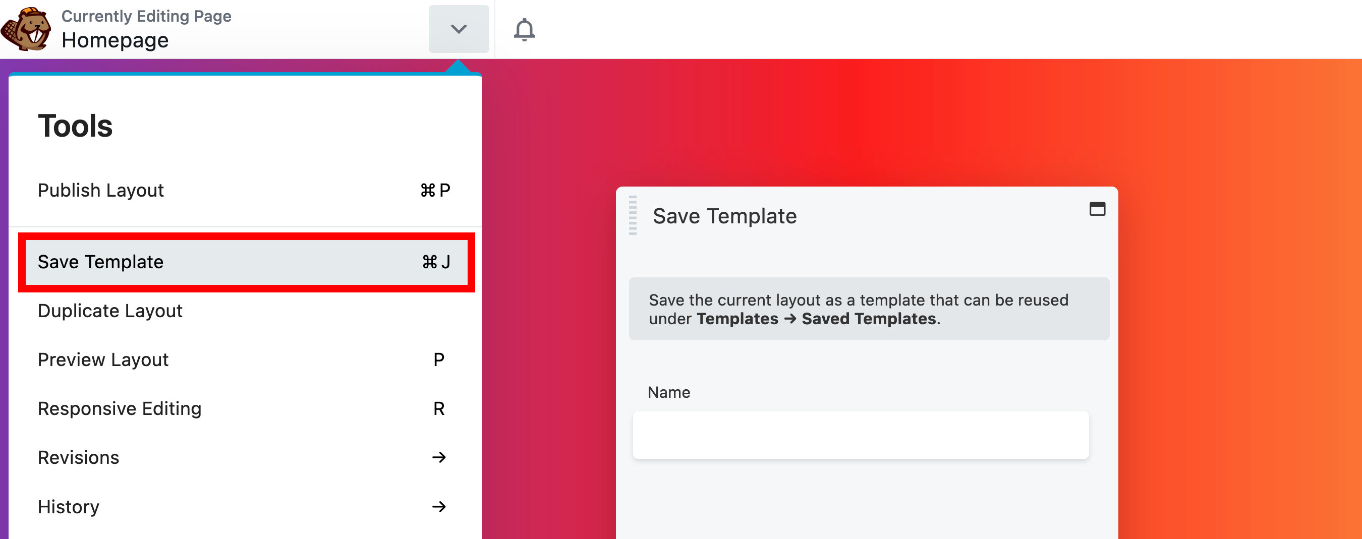 Save templates from the front-end