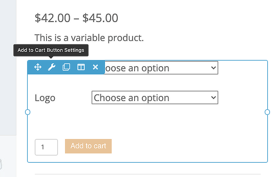 Product variations are included in the Add to Cart module