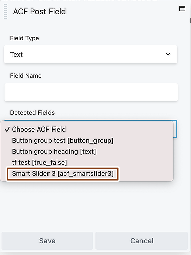 Adding a field connection to an ACF Smart Slider field type